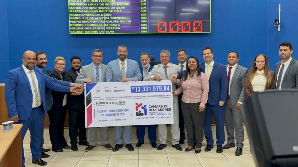 Câmara de Três Lagoas inicia 2026 com devolução de duodécimo e intensificação do diálogo com o Executivo