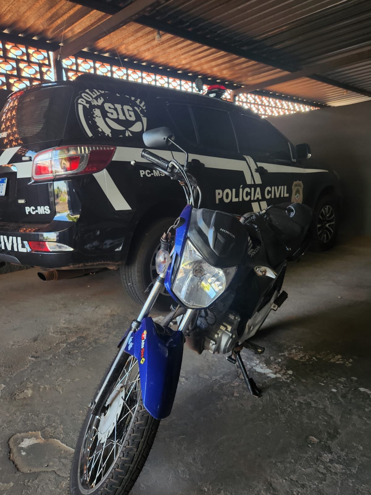 Em Três Lagoas, Polícia Civil apreende moto com chassi adulterado
